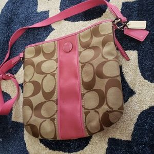 Pink & khaki COACH purse
